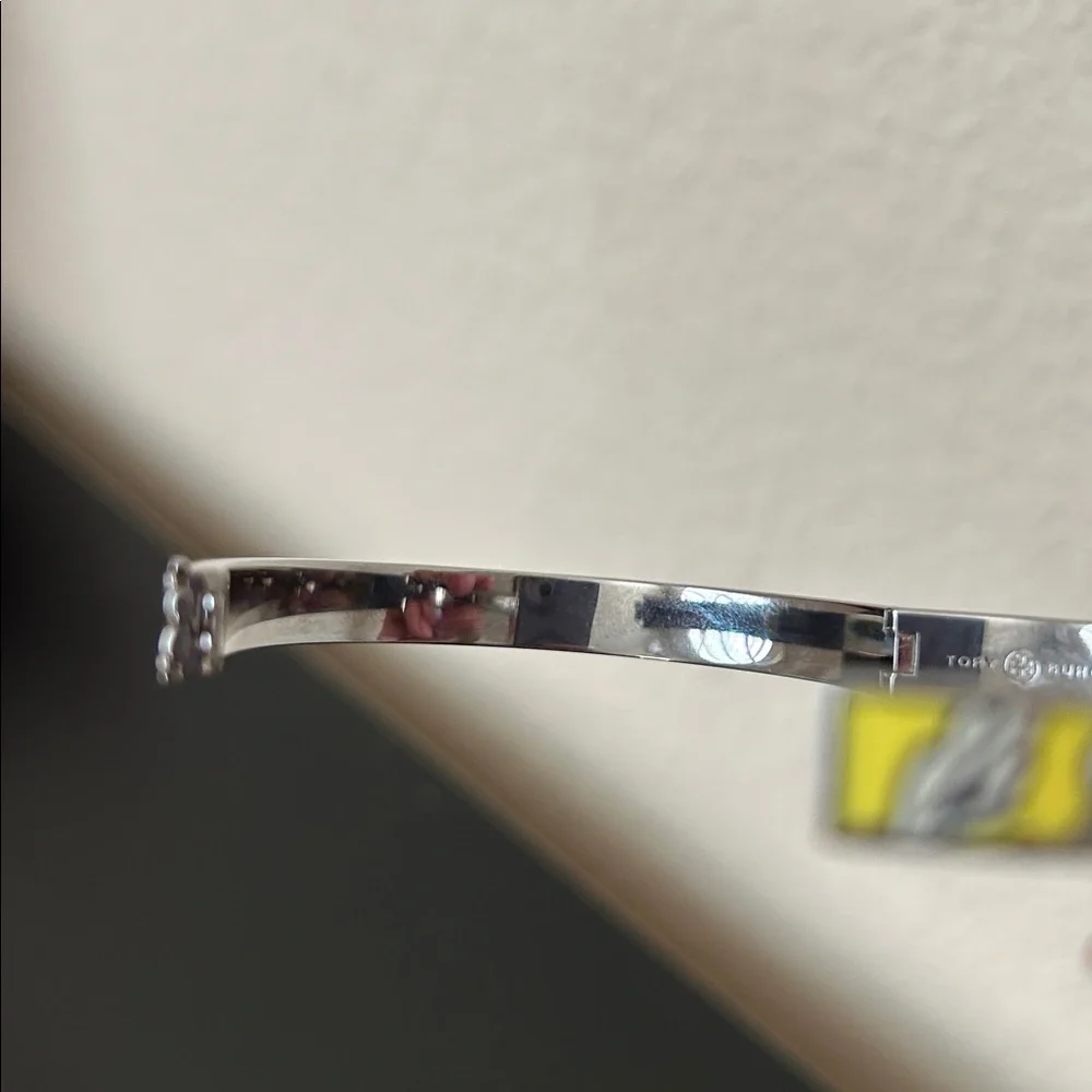 Tory Burch Silver with Yellow Floral Kira Enamel 7mm Bracelet NWT Style 149741